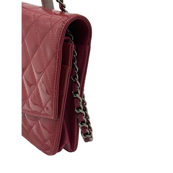 Chanel Patent Quilted Brilliant Wallet On Chain WOC Berry*Gorgeous with COA - Picture 5 of 15
